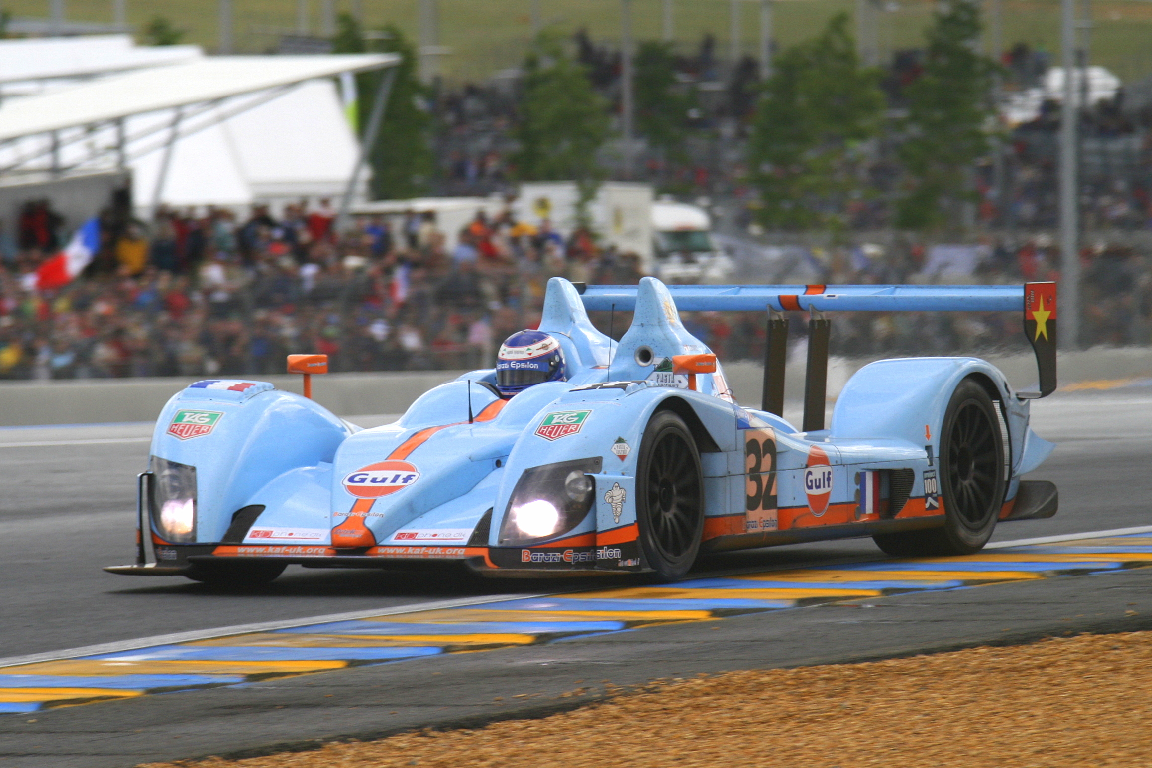 Zytek 07S-2 - Juan Barazi, Michael Vergers & Karim Ojjeh exits Dunlop Chicane at the 2007 Le Mans (55027378013).jpg